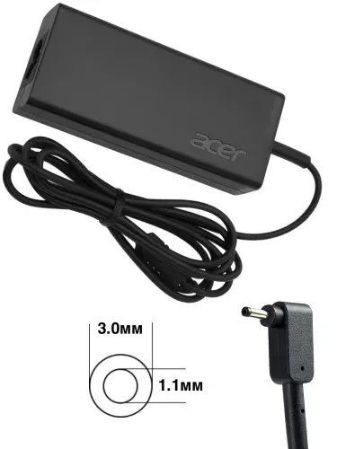 Зарядное устройство для ноутбука Acer, ASPIRE 3 SPIN 14 A3SP14-31PT-30QF, 19V - 2,37А, (Штекер: 3.0-1.1мм) 45 Вт Slim
