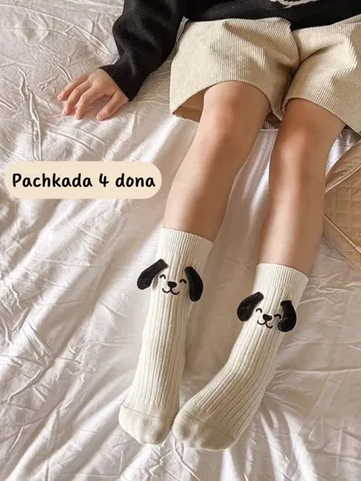 Детские носки, мягкие носки, хлопковые носки для малышей, 4 пары модных носков, 0-3 лет