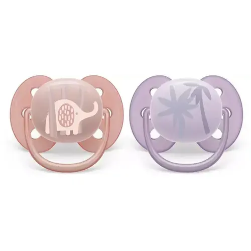 Соска пустышка Philips Avent ultra soft SCF091/09, слоник/пальмы, 0-6 мес., 2 шт.