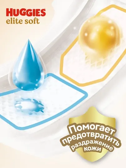 Подгузники Huggies Elite Soft для новорожденных до 3,5кг, 0+ размер, 25 шт