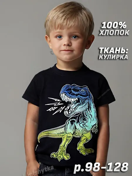 Футболка детская арт.0002M dino, черный