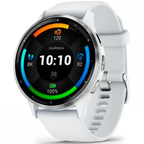 Смарт-часы Garmin Venu 3 Silver c белым силиконовым ремешком, 010-02784-00