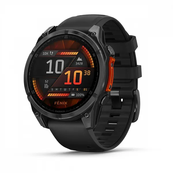 Умные часы Garmin Fenix 8 47 мм AMOLED, серый/черный силиконовый ремешок (010-02904-00)