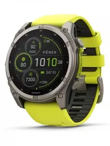 Смарт-часы Garmin Fenix 8 51 мм Solar, Sapphire, титановый серый корпус, желтый ремешок 010-02907-21