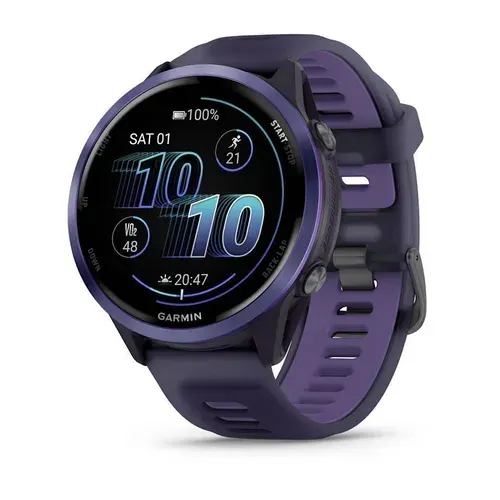 Смарт-часы Garmin Forerunner 570, 47 мм, алюминиевый безель индиго с ремешком цвета пурпурный королевский/индиго, 010-02971-02, Гарантия 1 год, Европейская версия