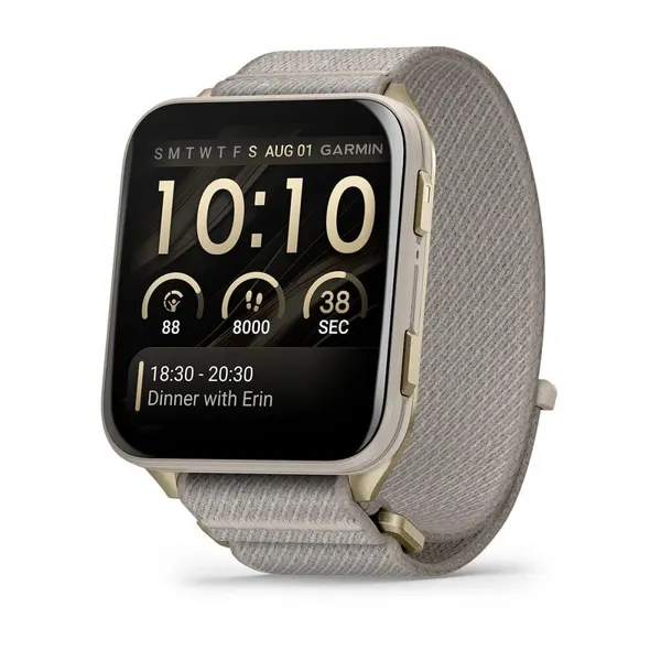 Умные часы Garmin Venu X1 бежевые с нейлоновым ремешком 010-02980-09