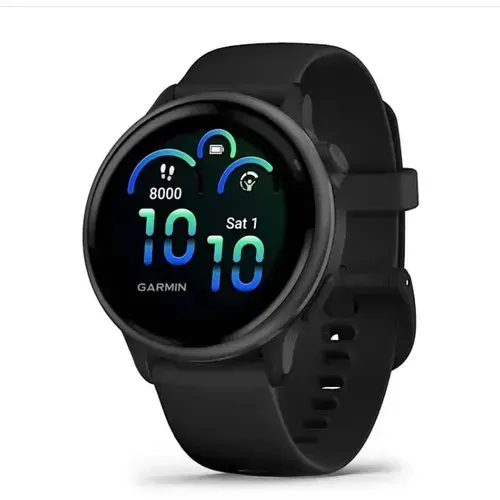 Смарт-часы Garmin Vivoactive 6 Amoled, 42mm, сланцевый безель, черный силиконовый браслет, 010-02985-00, Европейская версия, 1Год гарантии
