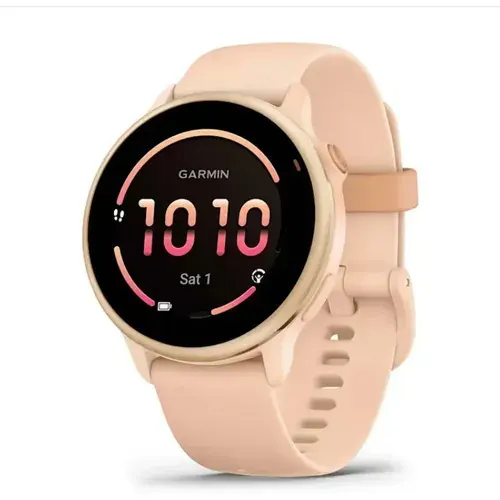 Смарт-часы Garmin Vivoactive 6, Amoled,42mm Metallic Pink, розовый силиконовый браслет 010-02985-03