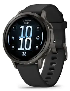 Часы Garmin Venu 4 45mm, Slate with Black Silicone Band (010-03014-00), Черный