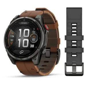 Умные часы Garmin Fenix 8 Pro - 47mm Amoled Sapphire Titanium Carbon Grey Chestnut Leather, (010-03198-40)