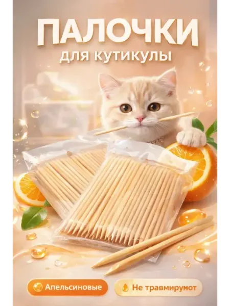 КС01.02 Апельсиновые палочки для маникюра набор 200 штук деревянные