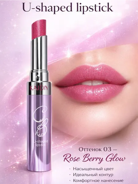 Губная помада KAIDIY U-shaped, оттенок 03 Rose Berry Glow