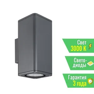 Светильник LGD-EVO-WALL-TWIN-S100x100-2x12W Warm3000 (GR, 44 deg, 230V) (Arlight, IP54 Металл, 3 года) 046195