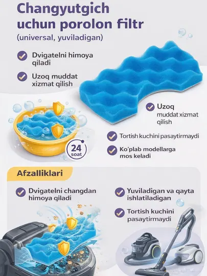 Поролоновый (губчатый) фильтр для пылесоса