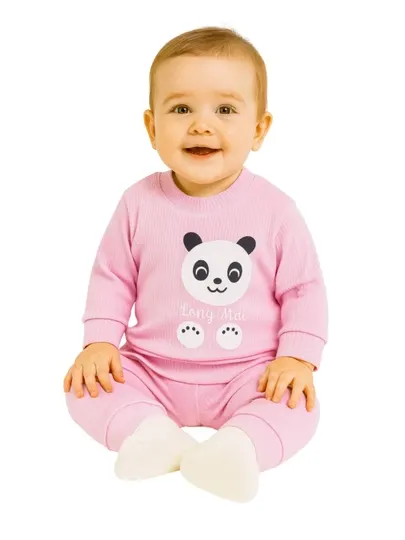 Костюм для малышей “Panda Pink”, до 1 года, мягкий хлопковый интерлок