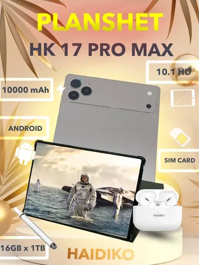 Планшет Haidiko HK17 Pro Max 10.1″, CD 16 ГБ + 1 ТБ, Android 14
