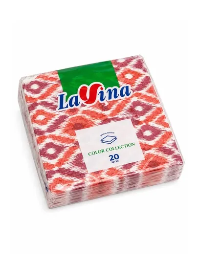 LAVINA Салфетки Lavina с узором, 1 блок 10 упаковок, в 1 упаковке - 20 штук