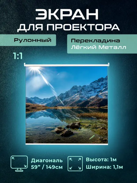 Gozhy Экран для проектора рулонный "G1M" 1х1,1м