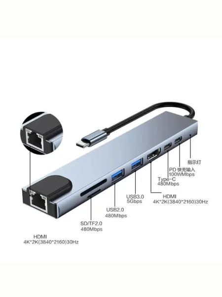 Type-C хаб 11 в 1, USB-C переходник для MacBook, ноутбука, адаптер, HDMI, USB, SD, MicroSD