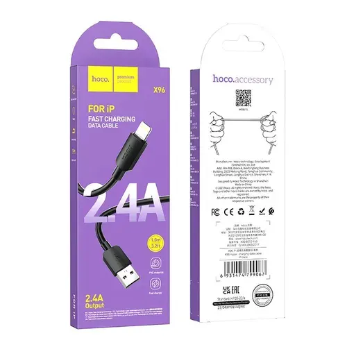 Кабель для зарядки iPhone, 1 МЕТР, шнур быстрая зарядка айфона, 12W, 2.4A, провод лайтнинг для передачи данных