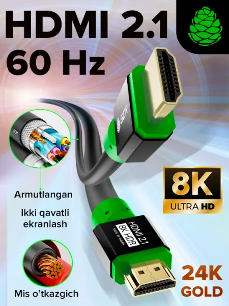 Кабель HDMI 2.1 8K 60Hz 4K 144Hz 48 Гбит/с для PlayStation Xbox Apple TV