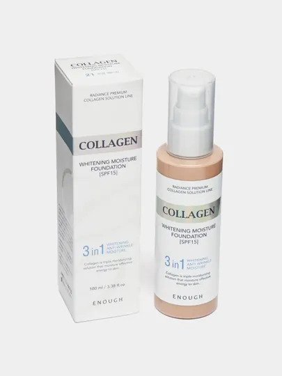 Тональный крем, Enough, Collagen Whitening Moisture Foundation SPF 15, 3 в 1, 100 мл