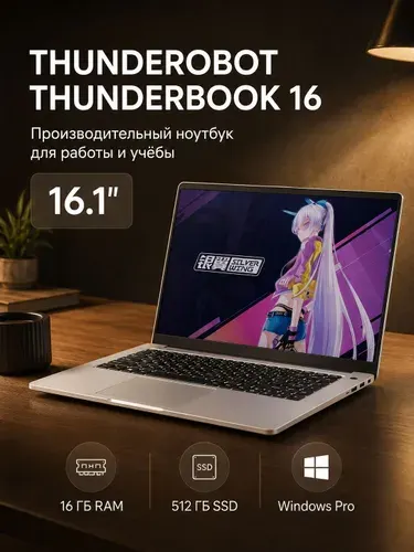 Thunderobot Thunderbook 16 Ноутбук 16.1", Intel Core i5-12450H, RAM 16 ГБ, SSD 512 ГБ, Intel Arc Graphics, Windows Pro, Русская раскладка
