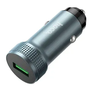Автомобильная зарядка Hoco; 18W; 1 USB-A; длинный корпус; алюминиевая; серый; Z49A