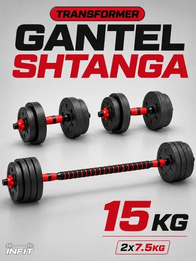 Набор гантелей и штанги, Спорт, фитнес, тренажер, 2 в 1, 10-30 кг