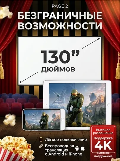 Проектор-приставка для игр и кино — мощный гейминг и домашний кинотеатр, 2 в 1