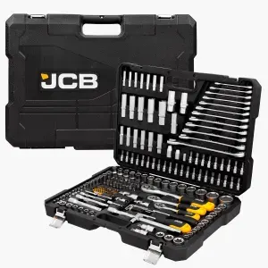 Набор инструмента JCB 216 предметов: 1/4'', 3/8'', 1/2''(трещотки, головки, биты, карданы, воротки) JCB-38841