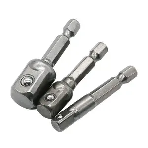 Переходники для шуруповерта под торцевые головки 1/4", 3/8", 1/2", длина 50 мм, комплект 3 шт