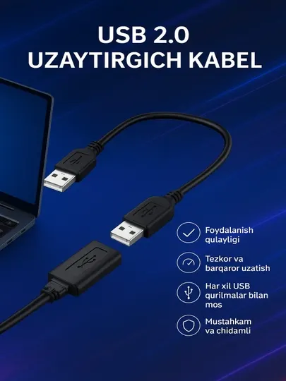 USB удлинитель кабель 1м/2м/3м – для компьютера и ноутбука, USB extension кабель