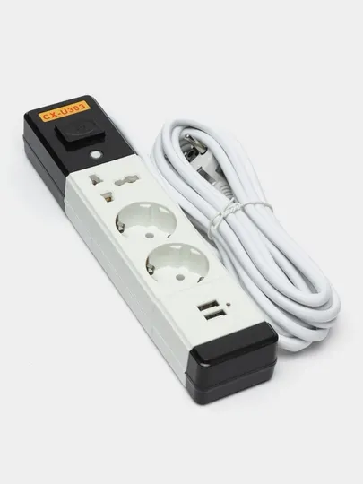 Удлинитель электрический, 3-5 метров, сетевой фильтр 2 USB и 1 американская розетка, тройник