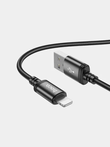 Кабель Hoco X89 Wind, USB на iP, 1 м, до 2.4А, оплетка, с упаковкой, зарядка и дата
