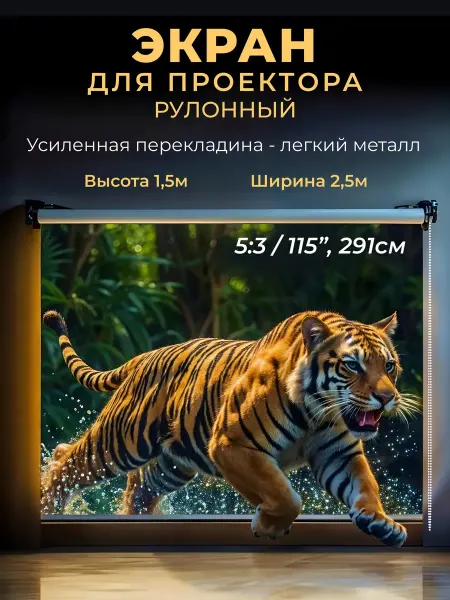 Gozhy Экран для проектора рулонный 1.5 х 2.5 м