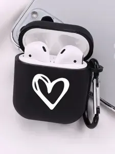 Чехол для наушников AirPods Сердце. Чехол для беспроводных наушников AirPods 1 / 2 черный.