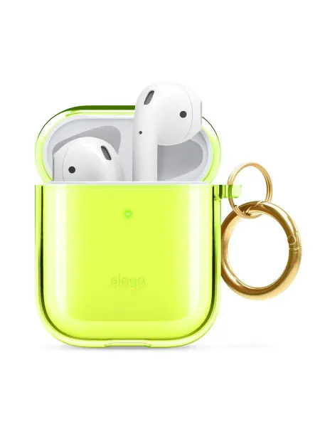 Elago Чехол на AirPods Gen 1 & 2 Clear Hang case Neon Yellow