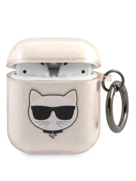 Karl Lagerfeld Чехол на Airpods 1 и 2 с принтом и карабином TPU