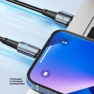 Кабель Moon USB - Lightning, для смартфона планшета наушников часов, LED-индикатор, длина 1.2 м, серый / Без заводской упаковки