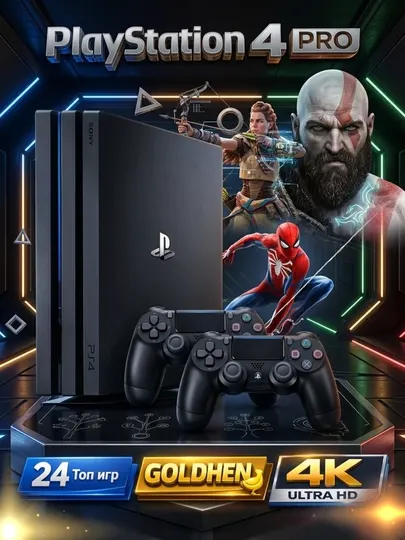 Игровая приставка Sony PlayStation 4 Slim/PRO 1ТБ, с 24 играми — GOLDHEN