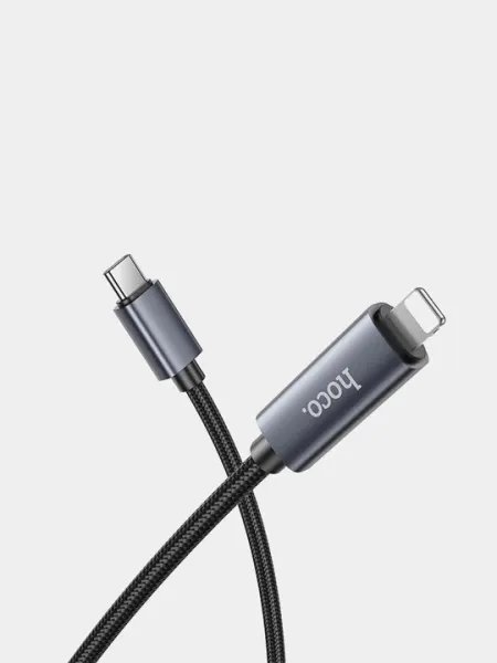 Кабель Hoco X112, Type-C на Lightning, 1 м, 27 Вт PD, дисплей, оплётка, Favor серия