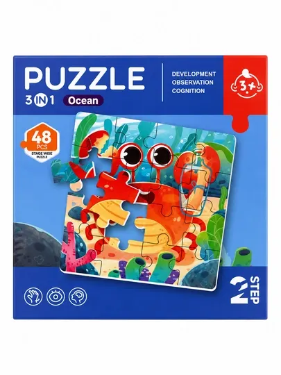 Детский пазл 3 в 1 | 4 варианта | Развивающая игра для детей 3+