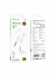 Кабель USB Type C - 3,5мм Jack AUX/ акустический/ аудио кабель для смартфона/ в машину/ 1м, Borofone BL21