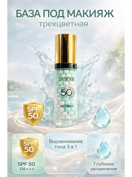 Nib37 Солнцезащитный крем для лица SPF 50 база под макияж 3 в 1