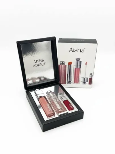 Aisha Addict Lip Gloss Set — Набор 3 в 1: бальзам и блеск для губ