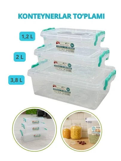 Набор контейнеров Mini Box, 1.2 л, 2 л, 3.8 л