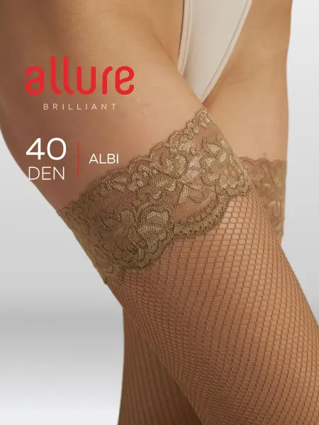 Allure Чулки кружевные в сетку на резинке Albi 40 Den