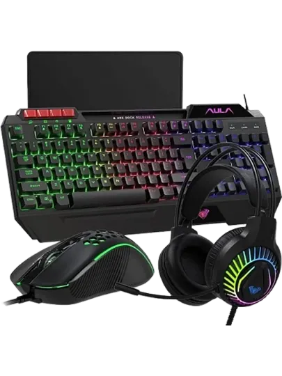 RGB клавиатура + мышь + гарнитура + панель Aula T650, 4 в 1
