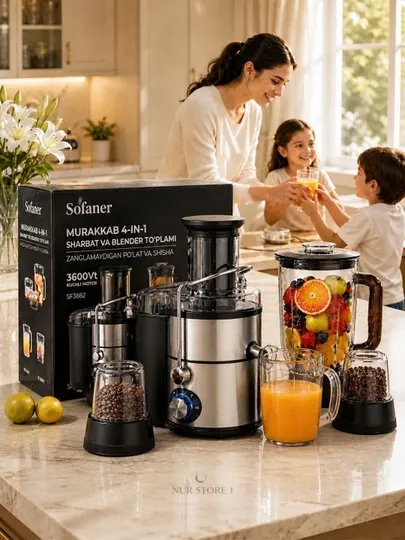 BOSCH Комбайн для кухни, 4 в 1, измельчитель, соковыжималка, чоппер, блендер, кофемолка